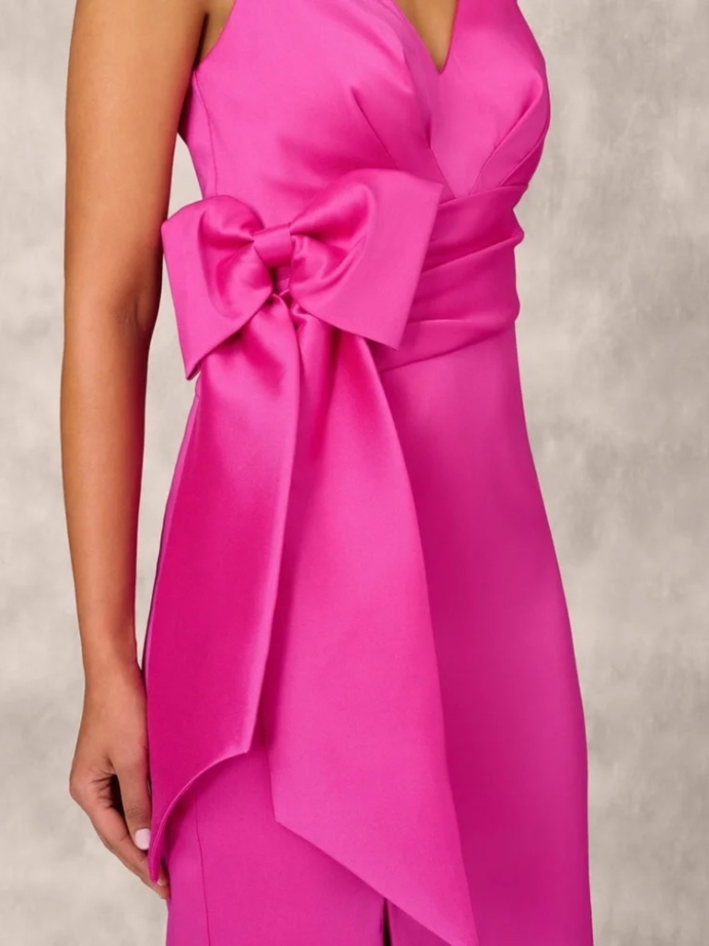 NWT - Fuchsia V-Neck Sleeveless Midi Dress with Side Bow